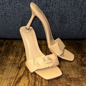 Vince Camuto Endonta Pintucked Braided Leather Stiletto Sandals - Beige/Leche